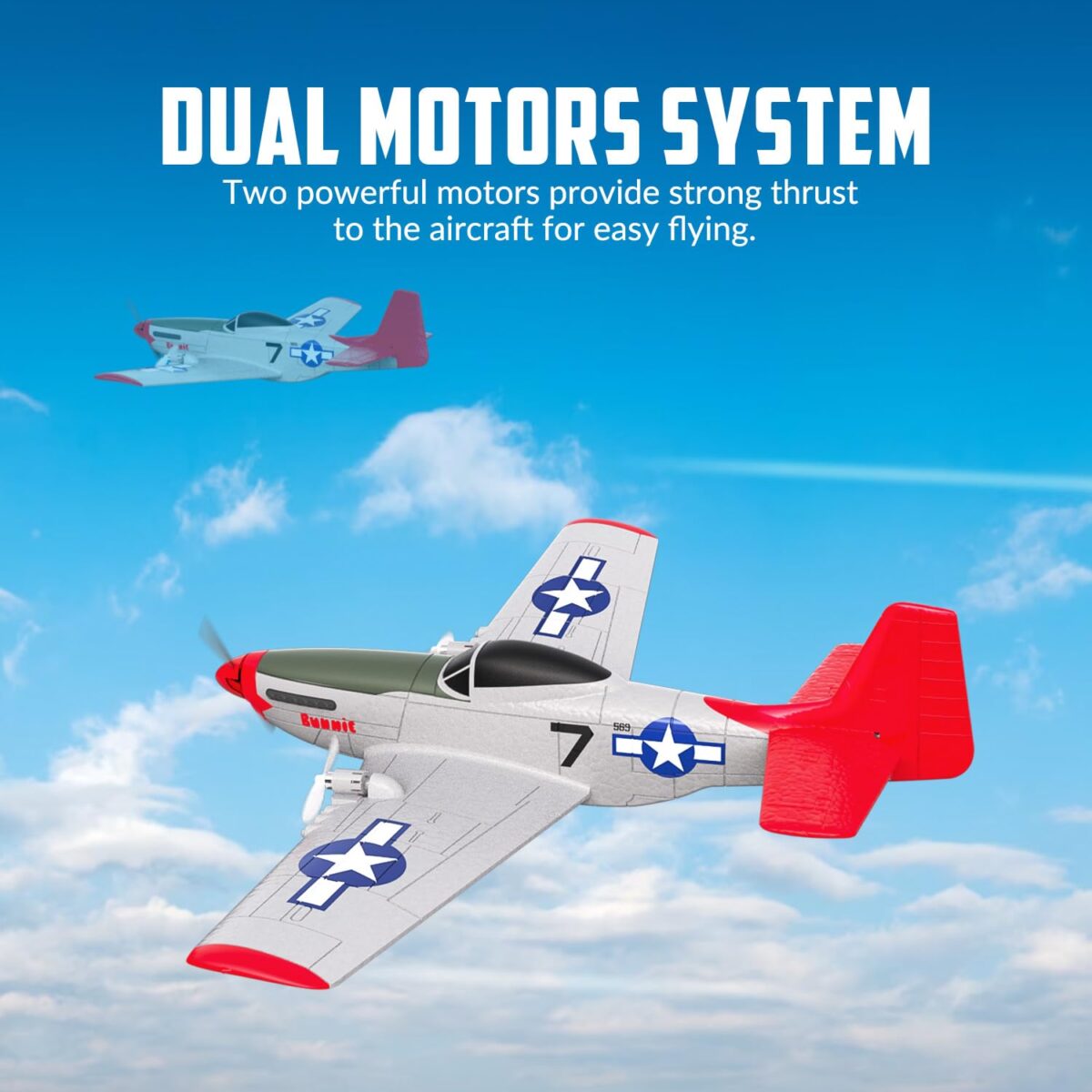 VolantexRC P-51D Mustang Beginner RC Airplane with Stabilization – Ready-to-Fly - Image 4