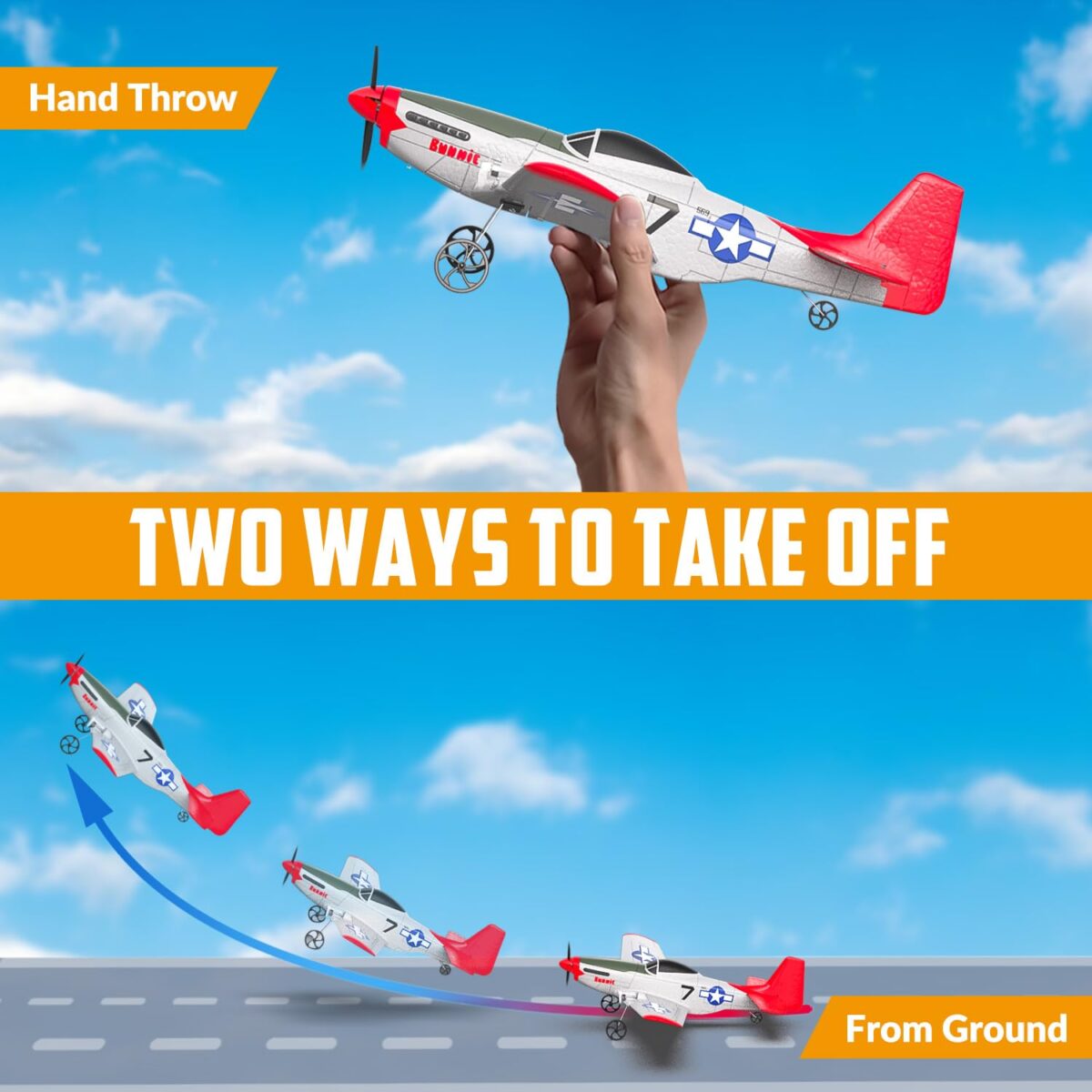 VolantexRC P-51D Mustang Beginner RC Airplane with Stabilization – Ready-to-Fly - Image 9