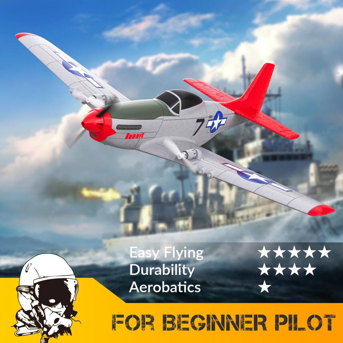VolantexRC P-51D Mustang Beginner RC Airplane with Stabilization – Ready-to-Fly - Image 7