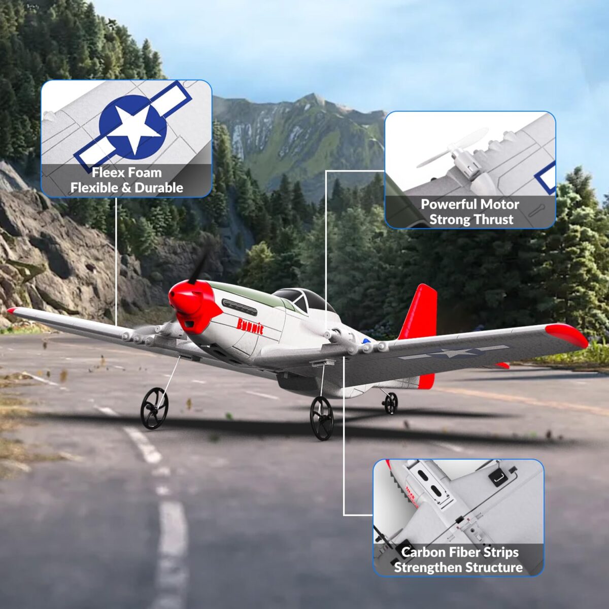 VolantexRC P-51D Mustang Beginner RC Airplane with Stabilization – Ready-to-Fly - Image 6