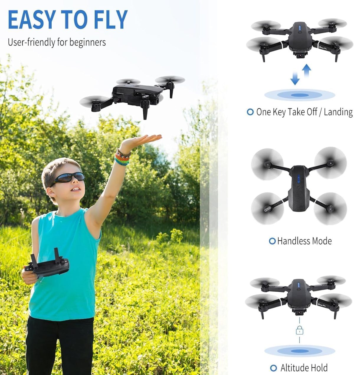 E88 Pro Drone – Upgraded Version 4K Dual Camera Smart Gesture Foldable Quadcopter - Image 5